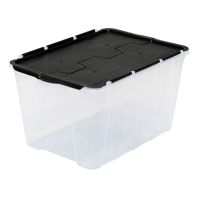 GSC TECHNOLOGY FlipTop Storage Bin 49L Clear/Black RénoDépôt