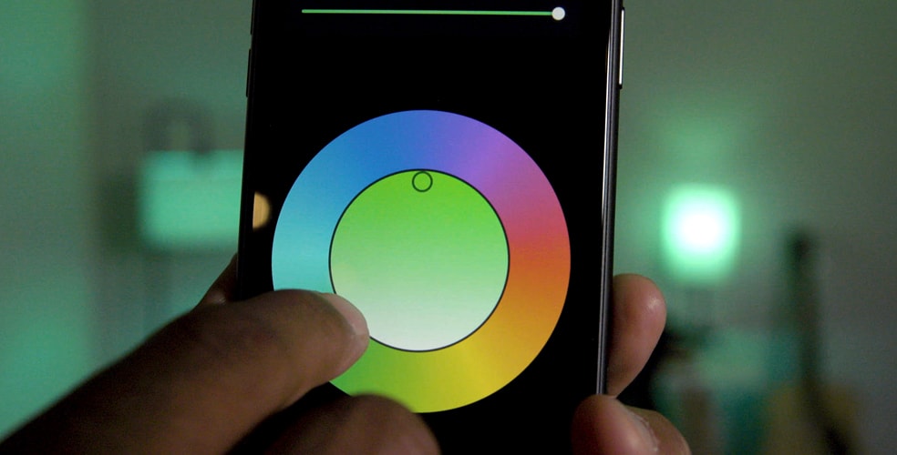 Smartphone showing a lighting colour palette