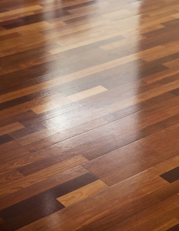 Hardwood floor with a high-gloss varnish