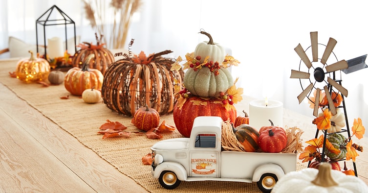 Décoration de table décoration citrouille d'automne camion  de livraison bois 20×7,5×12,5cm-14461