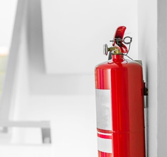Wall mounted fire extinguisher