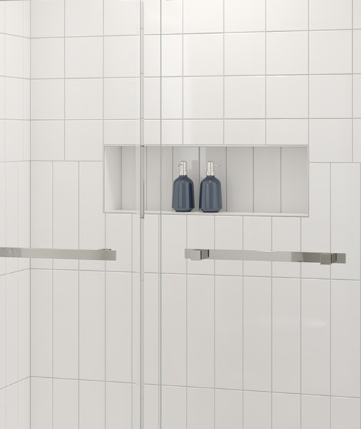 White tiles on shower walls