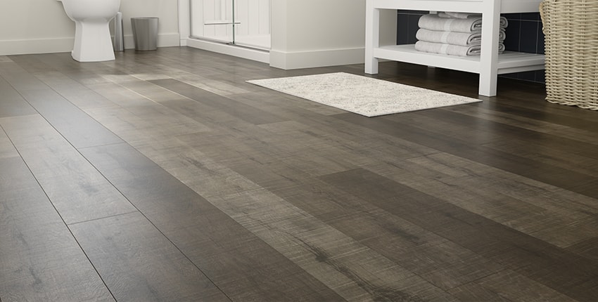 Brown laminate flooring with large planks