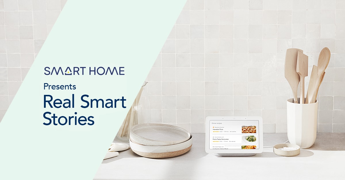 Kitchen counter with a smart device