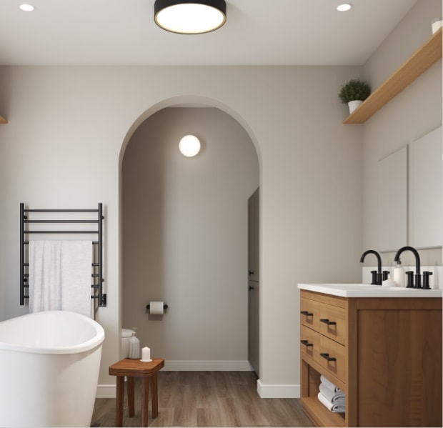 ECO lightbulb, recessed Light and tablet