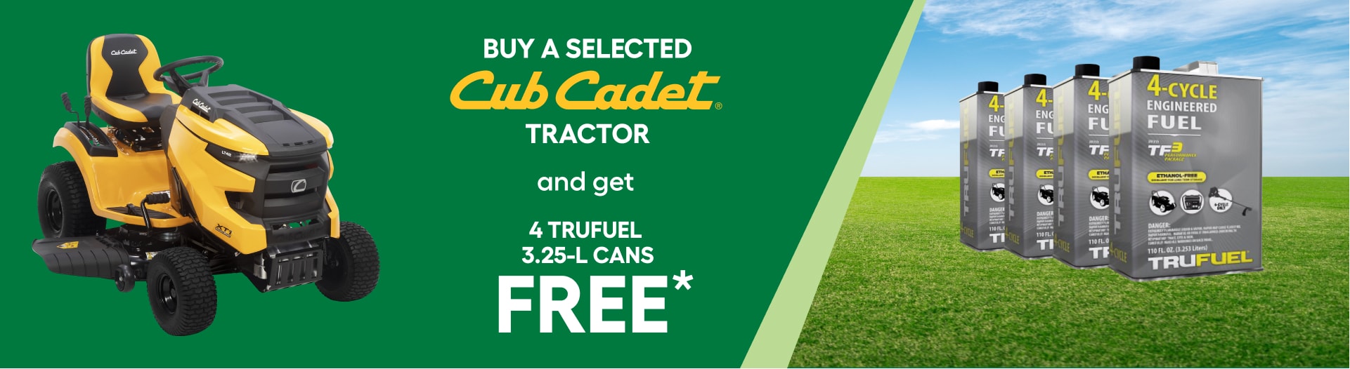 Promotion: Free fuel with the purchase of a selected Cub Cadet tractor 