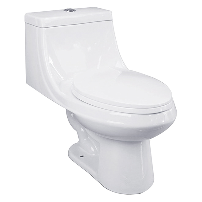 UBERHAUS Elongated Front 1Piece Toilet, 3,8 L/6 L, White RénoDépôt